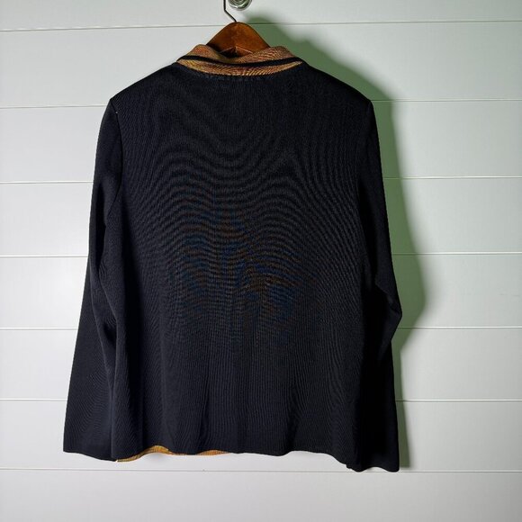 Misook 2 Piece Set- Tank XL, Jacket Large, Black and Autumn/Fall Colors - Picture 2 of 11